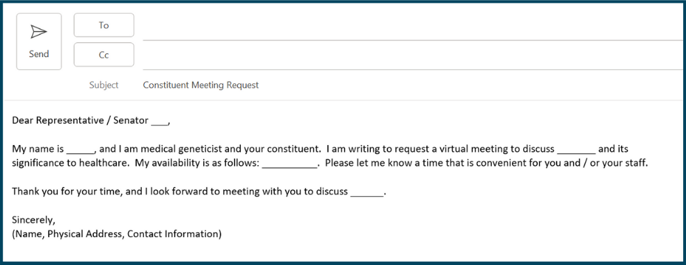 Request a meeting with your elected official email template